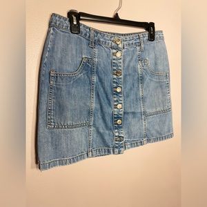 Button Front Denim Skirt